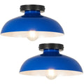 KOPCTOBL 2 Pack Farmhouse Semi Flush Ceiling Light, 11.8 Inch Metal Semi Flush Mount Ceiling Light, E26 Base, Vintage Ceiling Light Fixture for Hallway Entryway Bedroom, Dark Blue