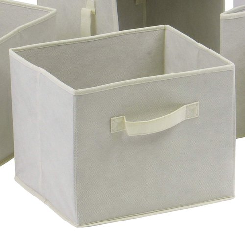 Winsome Fabric Capri Foldable Basket, Beige, 6/Pack (82611)