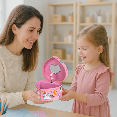 Sii Pikki Unicorn Musical Jewelry Box for Girls | Heart Shaped Toddler Music Box Toys | You Are My Sunshine Ring Tone Melody | Birthday Christmas & Valentines Gifts for Girls Kids