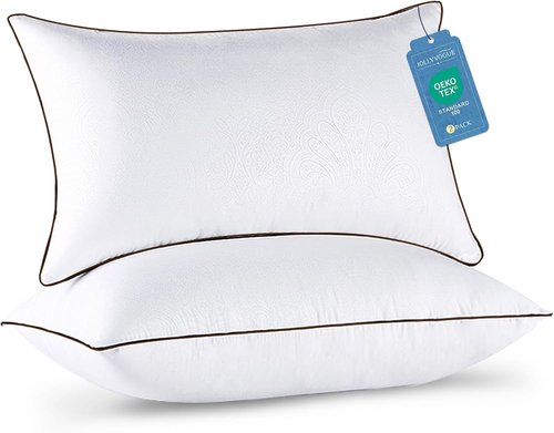 JOLLYVOGUE Queen Size Pillows - Soft Down Alternative Set of 2 for Side & Back Sleepers | Hotel Collection