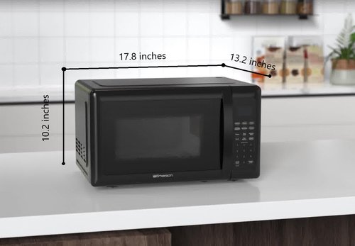 Emerson MW7302B Compact Microwave Oven - 700W Touch Control with LED Display | 0.7 Cu. Ft. Black