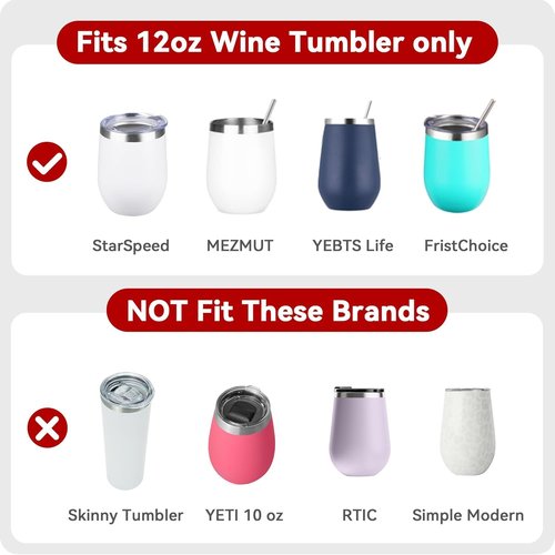 Soledea Wine Tumbler Lids, 2 Pack 12 oz Spill Proof 2.9 inch Diameter Lids for Wine Mugs Only