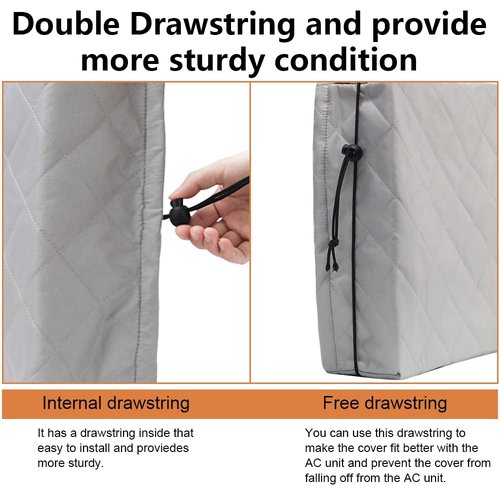 HOXHA Indoor Air Conditioner Cover for Window Units,Double Insulation Anti-Rust Adjustable Inside Window AC Cover with Free Elastic Straps