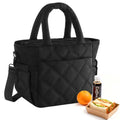 Afuosy Insulated Lunch Box for Women Men, Soft & Puffy Lunch Bag, Large Capacity Leakproof Reusable Tote Cooler Bag with 4 Pockets, Adjustable Strap, Ideal for Work, Outdoors, Picnic, Travel (Black)