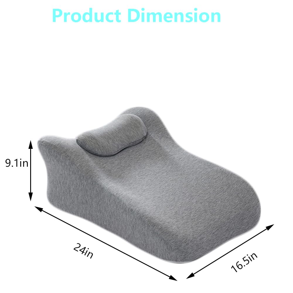 Back Pillow for Bed Sitting Up,Upright Reading Pillow Back Support,Face Down Cushion Neck Leg Pain Relief Acid Reflux Multifunctional Adult Ergonomic Memory Foam Pillow in Bed Sofa Sleeping