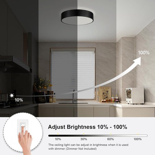 Goomavi Black Flush Mount Ceiling Lights, Modern Dimmable 5CCT Close to Lighting Fixture, 2700K-6000K LED Round Ceiling Lamp for Bedroom, Bathroom, Dining Room, Living Room-15.8in