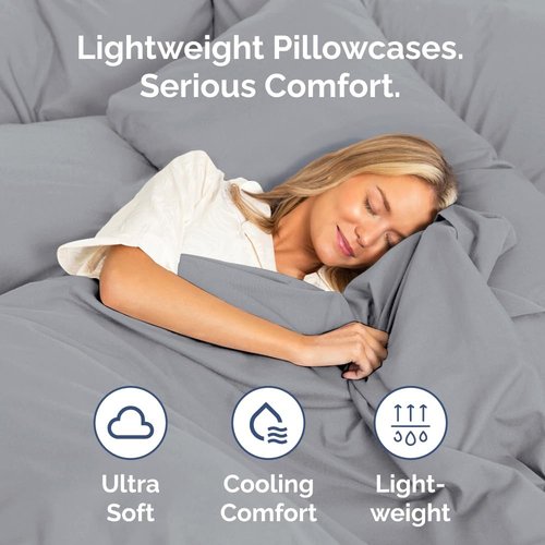 King Standard Pillow Cases by King - Soft Hotel Quality Covers | Comfy Bedding in Steel Blue - Set of 4