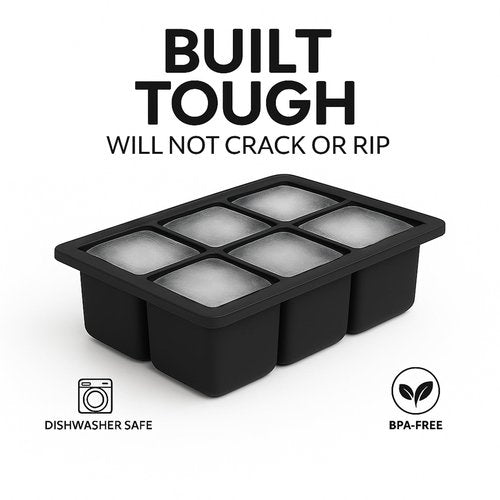 Large Silicone Ice Cube Trays 2 Pack 2 Inch Square Ice Molds with Removable Lid Easy Release BPA Free Big Ice Cube Tray for Whiskey Cocktail Old Fashioned Freezer Safe Stackable Design (Black)