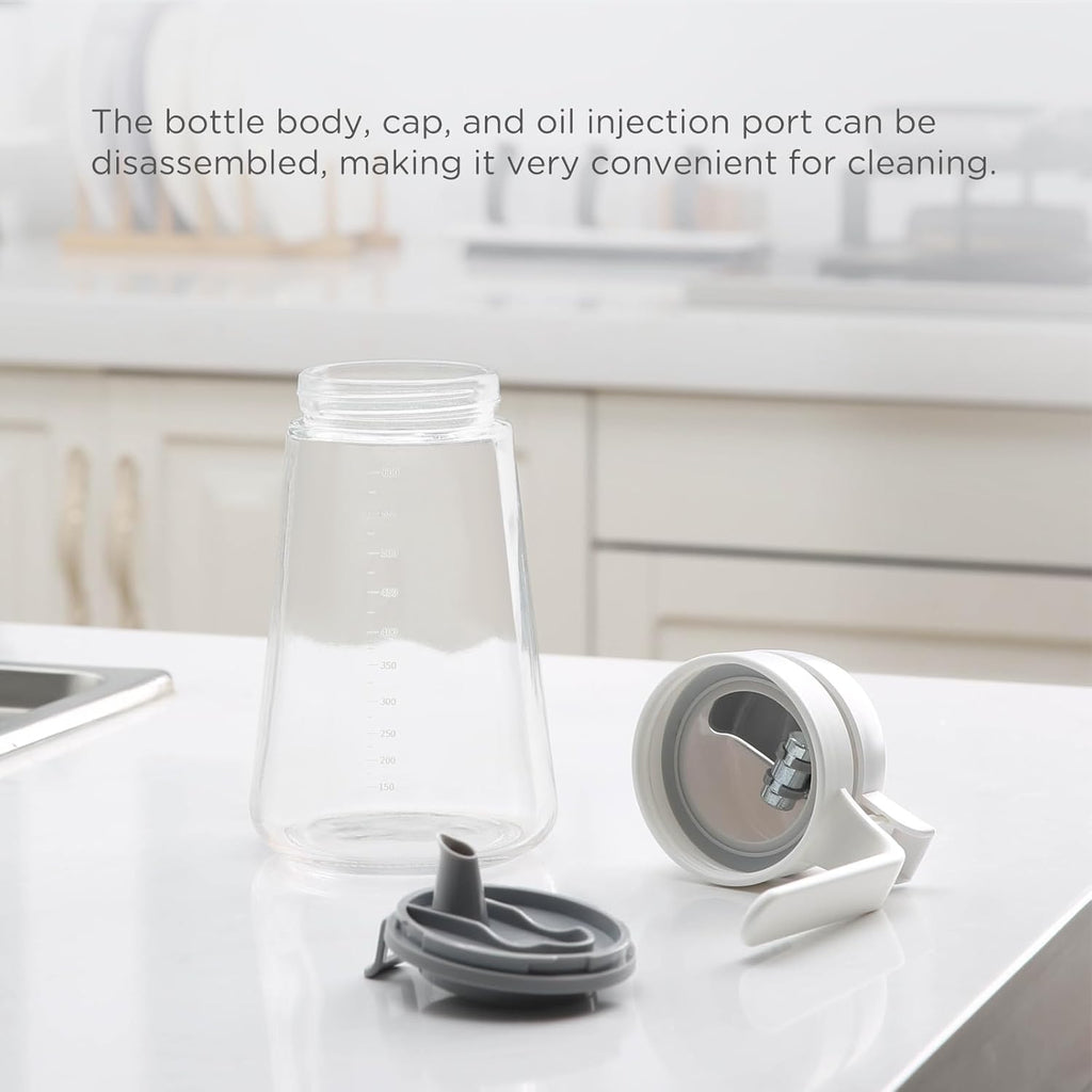 Skiennix Auto Flip Glass Olive Oil Dispenser Bottle - 22oz Clear Cruet for Kitchen Use