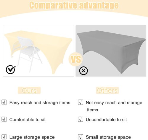 Fivenl Spandex Rectangle Tablecloths - 2 Pack Washable Fitted Covers for 6FT Tables | Beige, 72 x 30 Inch
