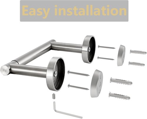 Brushed Nickel Toilet Paper Holder by [Brand Name] - Double Post Pivoting Design, Rustproof & Wall-Mountable for Mega Rolls
