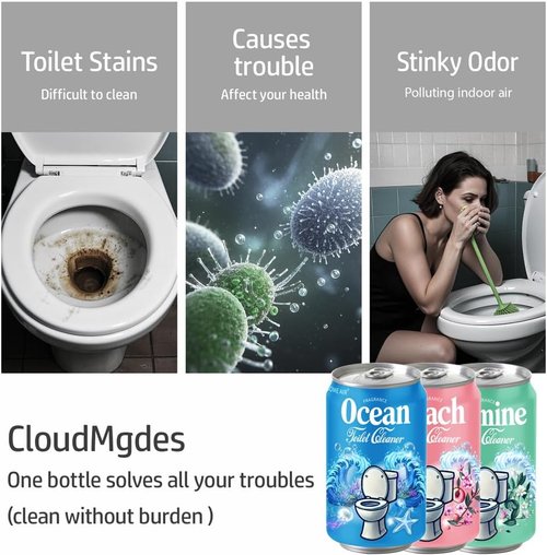**Beverage Can Toilet Bowl Cleaner - Long-Lasting Automatic Stain Prevention | Ocean, Jasmine & Peach Scent**