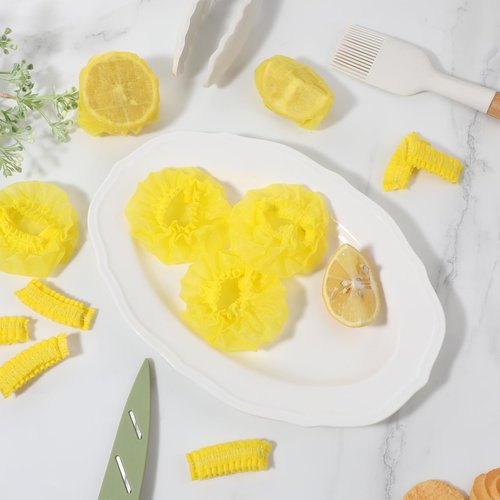 100 Pcs Lemon Wedge Stretch Wraps for Squeezing Halves and Wedge Lemon Nets Covers for Making Seed-Free Lemons Juice