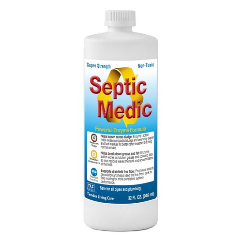 Septic Medic Septic Tank Treatment, Enzyme System Cleaner, Breakdown Sludge, Breakdown Grease and Fat, Supports Drainfield and Leach Field Free Flow, Backed by Science, 32 oz (1 Quart)