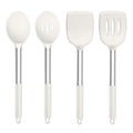 TeamFar Kitchen Utensils, 4 PCS Silicone Cooking Utensils with Stainless Steel Handle, for Nonstick Cookware Frying/Flipping/Draining, Non-toxic & Heat-proof, Non-scratch & Dishwasher Safe