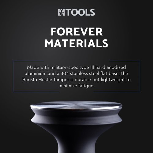 Barista Hustle Espresso Press Tamper 58.4 mm, Premium Barista Coffee Tamper, Black Anodised Aluminium Handle, 304 Stainless Steel Base, Elegant and Lightweight Design
