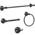 DEGULAS Bathroom Towel Bar Accessories Set，Oil Rubbed Bronze Bathroom Hardware Set, Includes 24In Towel Bar, Towel Ring, Robe Towel Hooks,Toilet Paper Holder, Bathroom Towel Rack Set