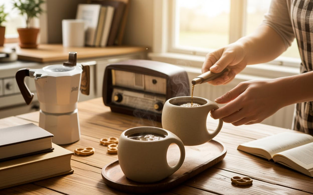 SYJAN HOME Ceramic Cappuccino Cups with Handle,6 oz Ceramic Coffee Mug Set of 4,Clay Espresso Cups for Double Shots,Small Coffee Cups for Latte,Cafe,Mocha,Tea Cups (Natural Beige,6 OZ)