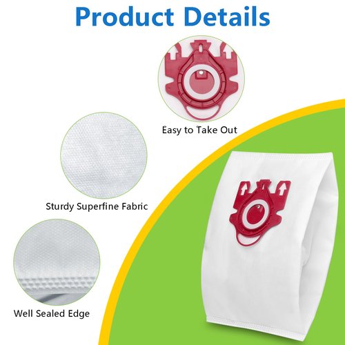 14 Pack 3D Airclean FJM Replacement Vacuum Bags Compatible with Miele Classic C1, Complete C1, C2, C3, S400i S600 S2 S5 S8 Series, with 4 MP Filters, 4 AC Filters