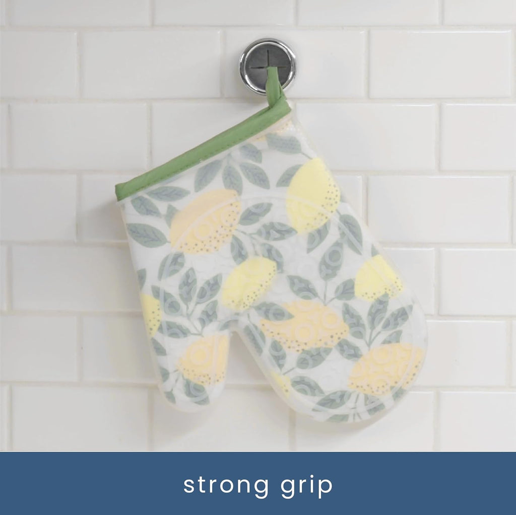 S&T INC. Round Adhesive Towel Hooks - Durable Grey Holders for Kitchen & Hand Towels | 4 Pack