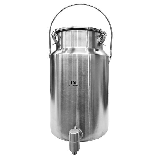 SWRONP 2.6 Gallon Water Dispenser,10L Water Jug304 Stainless Steel Milk Can with Spigot,Airtight Food Storage Bucket,Leak-proof Liquid Storage Container with Tight Lid and Long Swivel Handle,Oil Pail