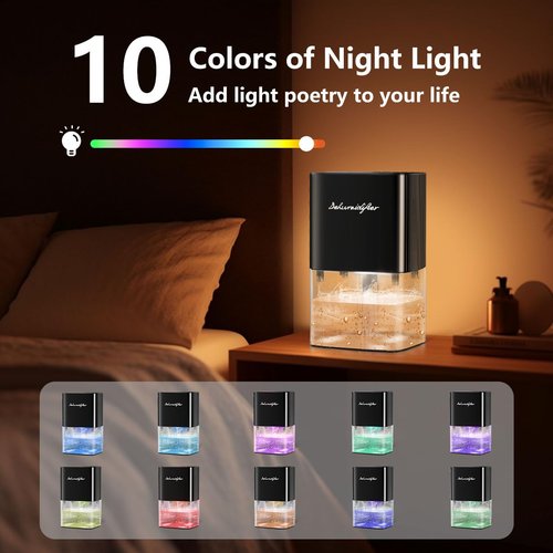 Dehumidifier 58OZ 1657ML Small Dehumidifier for Home Safety Dehumidification 5 Timers 3 Setting Modes Auto Shut Off Protection Adjustable 10 Color Lights Low Noise For Bedroom Bathroom 230 Ft²