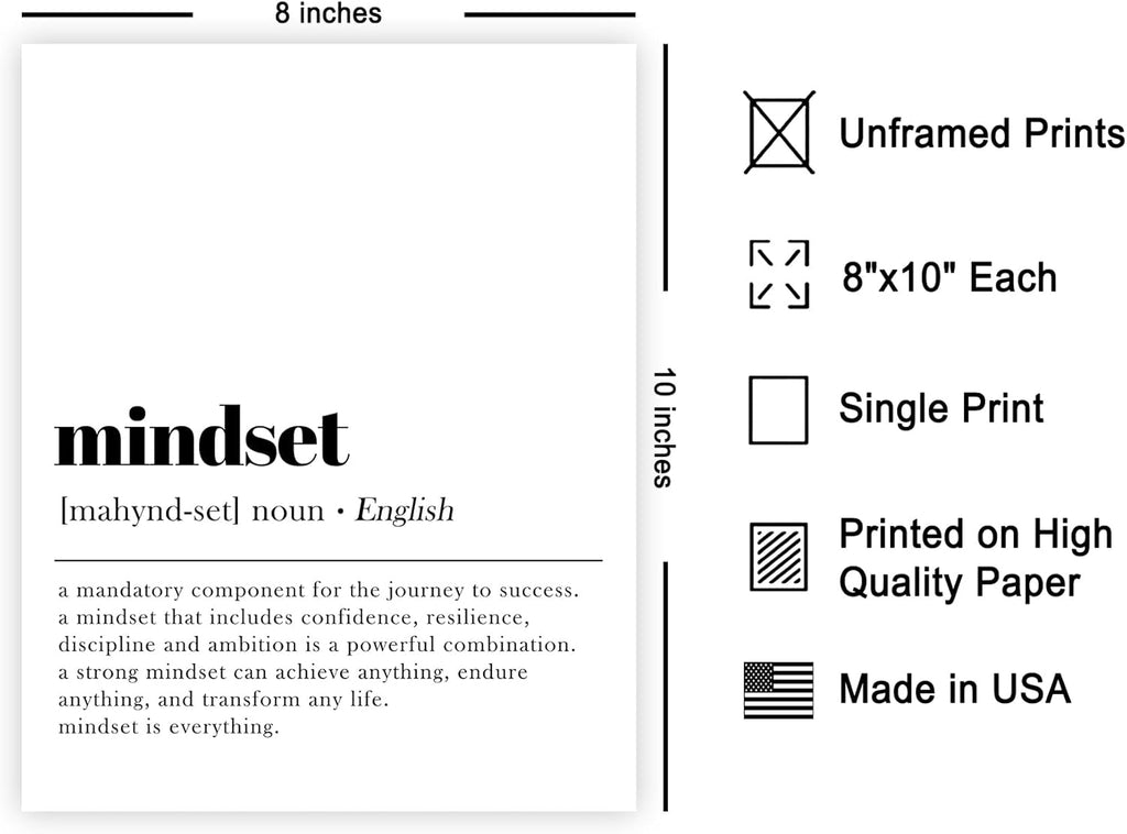 Poster Master Mindset Definition Print - Motivational Typography Wall Art | Inspiring Decor 8x10 Unframed