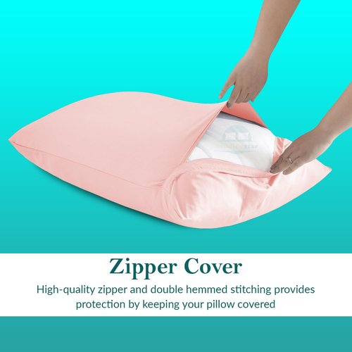 Youth Pillowcase 16x22 Set of 2 Kids Travel Pillow Case Cover with Zipper Closure 600 Thread Count 100% Egyptian Cotton Soft & Skin Friendly Youth Toddler Pillowcase 16x22 Inches, Blush Pink