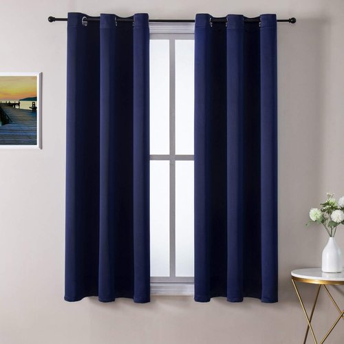 ChrisDowa Small Window Curtains - Grommet Thermal Insulated Room Darkening Panels, Navy Blue (2 Panels, 29 x 40 Inch)