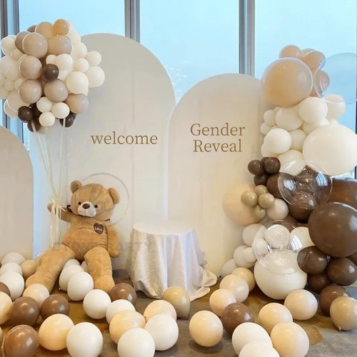 MEBAY Boho Brown White Nude Balloon Garland Arch Kit, 155Pcs Dark Brown White Sand Neutral Latex Balloons for Woodland Teddy Bear Baby Shower Wedding Birthday Party Decorations