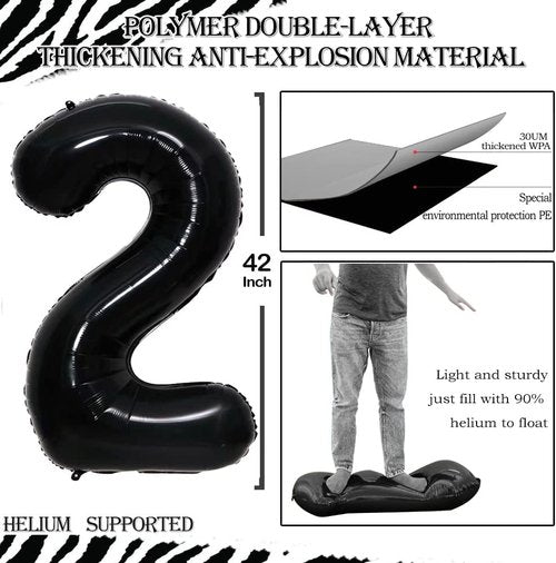 GOER Jumbo 25th Birthday Balloons - 42 Inch Black Foil Helium Decorations for Celebrations