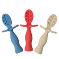 Upward Baby Spoons - Self-Feeding Toddler Utensils with Anti-Choke Barrier | 3-Pack Silicone Spoons for 6+ Months - Red, White, Blue