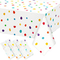 Skiennix Colorful Polka Dot Tablecloth - Disposable Rainbow Design for Picnics & Parties | 3 Pcs Set