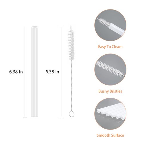 KLOWOAH Replacement Straws Compatible With Zak Designs 18oz Handle Tumbler, with 1 Brush (Pack of 6)