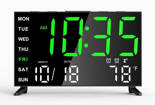 Haimiage Mirror Digital Loud Alarm Clock with with Date,Indoor Temperature,USB Charging Port,Dimmer,Adjustable Volum,12/24H,Snooze,Dual Alarms (Weekday/Weekend),Perfect for Bedroom and Living Room