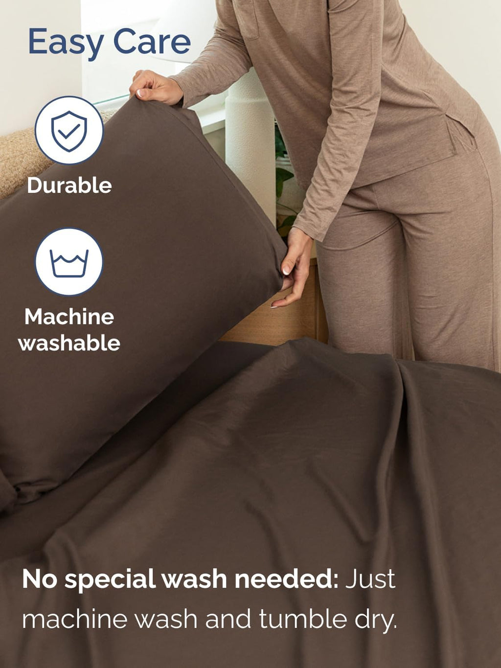 Skiennix Extra Deep Queen Sheet Set - 6 Piece Breathable Cooling Bedding - Soft, Wrinkle-Free Brown