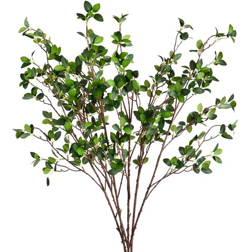 Antspirit 6pcs Faux Stems Artificial Branches for Vase Artificial Stems Artificial Greenery Stems Faux Green Stems Artificial Eucalytus Branches Fake Stems(42"/Each Branch) (6, Green)
