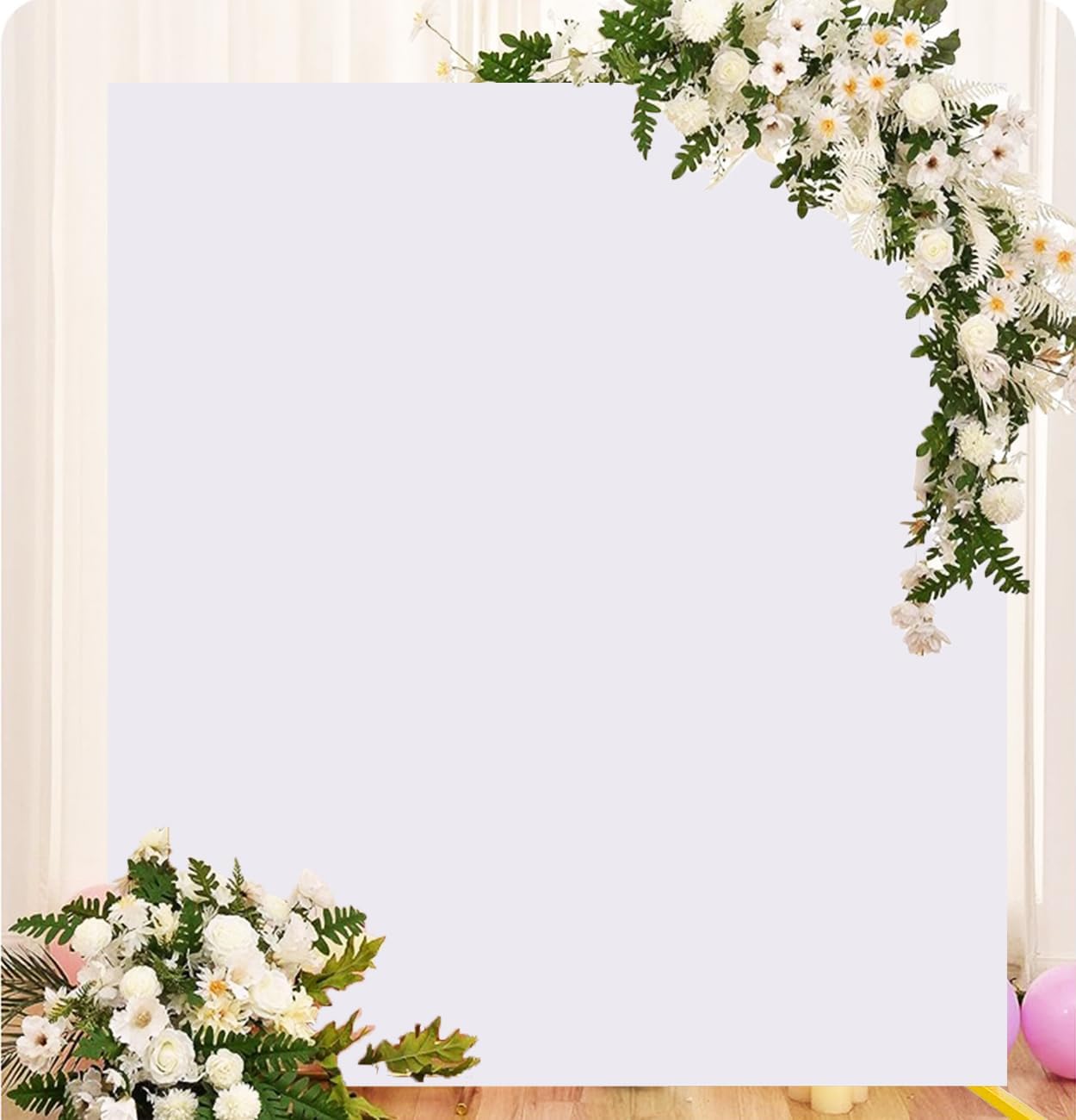 White Square Backdrop Cover by [Brand Name] - 6.6 x 6.6 FT Spandex Rectangle for Weddings & Events