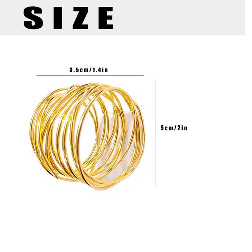 Gold Napkin Rings - 6 PCS Metal Napkin Rings(Twisted Wire) Napkin Holders Buckles for Family Dinner, Wedding, Party,Table Decorations