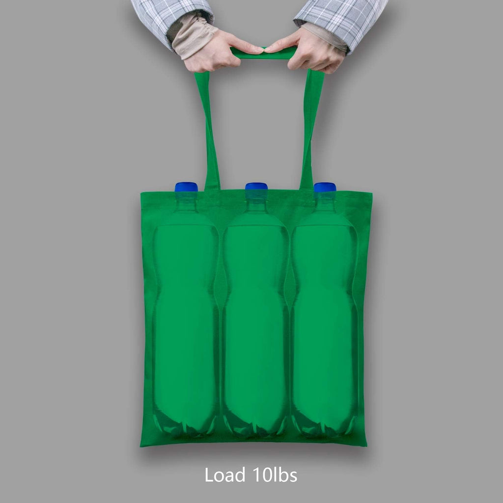 TOPDesign 24-Pack Kelly Green Cotton Tote Bags - Lightweight Reusable Grocery Bags for DIY & Promotions