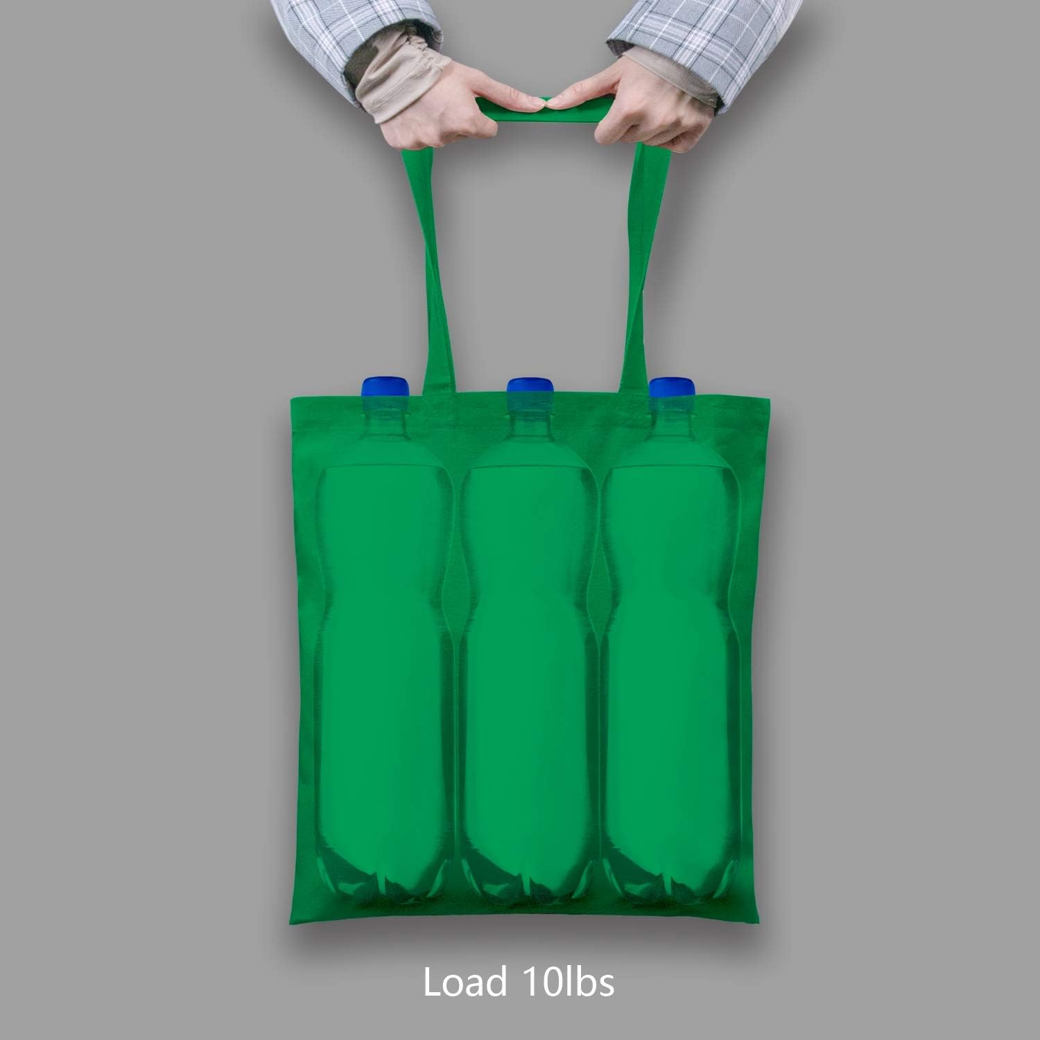 TOPDesign 24-Pack Kelly Green Cotton Tote Bags - Lightweight Reusable Grocery Bags for DIY & Promotions