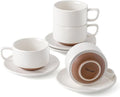 DOWAN 5oz Coffee Cups - Stackable Espresso Cup Set of 4 | Ceramic Tea Cups for Latte & Tea