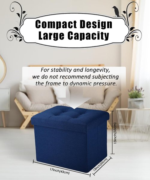 Docvania Ottoman Storage Ottoman Foot Rest Stool Foldable Bench Student Dormitory Bedroom and Entryway Storage 17 X 13 X 13