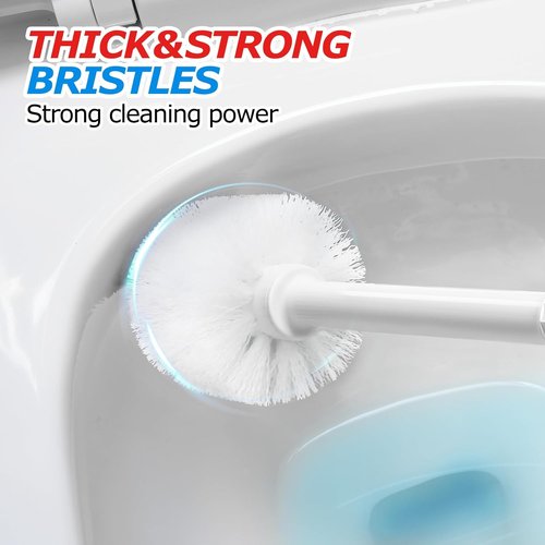 FORASTO Toilet Brush and Plunger Set - 2 in 1 Bathroom Cleaning Tools | Extended Handle, Pearl White, 20.8 Inch