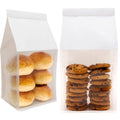 euduv Bakery Bags with Window Large Cookie Bags for Packaging 200Pcs 5.1x4.3x11 Inche White Kraft Paper Homemade Bread Bag Keeps Items Fresh Professional and Durability,Easy to Use,Take Out.
