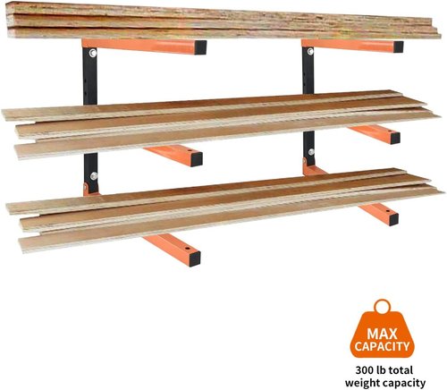 Homydom Garage Shelving - Heavy-Duty Wood Rack for Lumber Storage | 3-Level, 4-Pack, Wall-Mounted