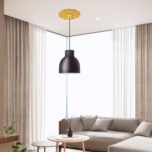 Amosfun Gold Ceiling Medallion 12 Inch European Style Hollow Carved Round Base for Chandelier Home Lighting Fixtures for Living Room and Bedroom