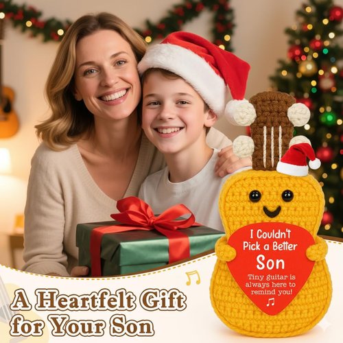 Son Birthday Gifts from Mom Dad, Easter Basket Stuffers Easter Gifts for Son Teens Boys, Sons Birthday Gift for 12 13 16 18 21 Years Old Gift, Sons Graduation Handmade Crochet Guitar Musician Lover