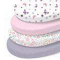 Little Grape Land Bassinet Sheets 4 Pack, 33" x 18" Fitted Bassinet Sheets Up to 4" Deep Pocket, Ultra Soft Baby Bassinet Fitted Sheets for Bassinet Mattress, Butterfly Bloom