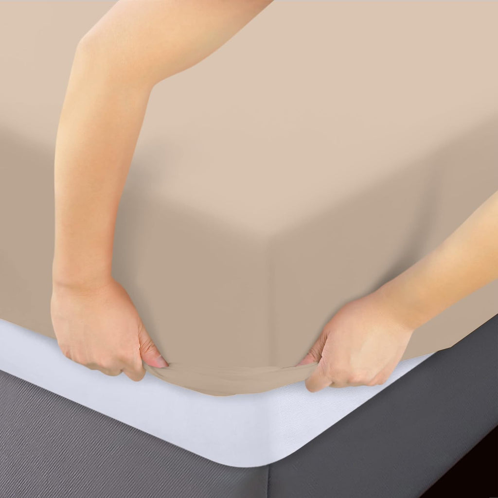 Utopia Bedding Queen Fitted Sheets - Soft Brushed Microfiber | Deep Pocket Design, Easy Care (Beige, 2-Pack)